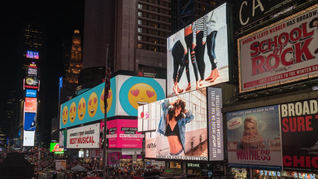 a large billboards in a city